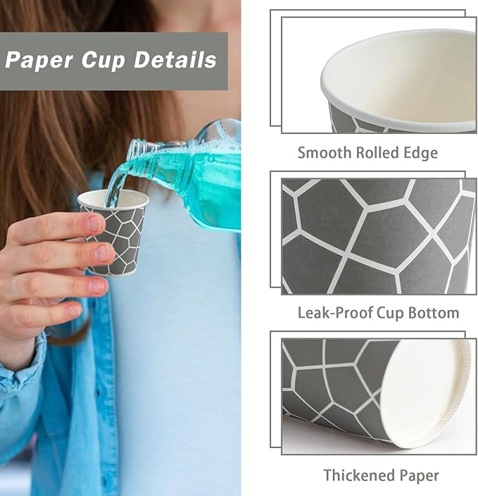 600 Pack 3 oz Paper Cups, Small Bathroom Cups Disposable Mouthwash Cups, Mini Paper Cups for Bathroom, Party, Picnic, Travel and Event