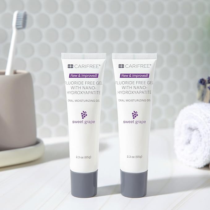 CariFree Fluoride Free Gel (Sweet Grape): Nano Hydroxyapatite Toothpaste, Neutralizes pH, Freshens Breath and Moistens Mouth, Dentist Recommended (Pack of 4)