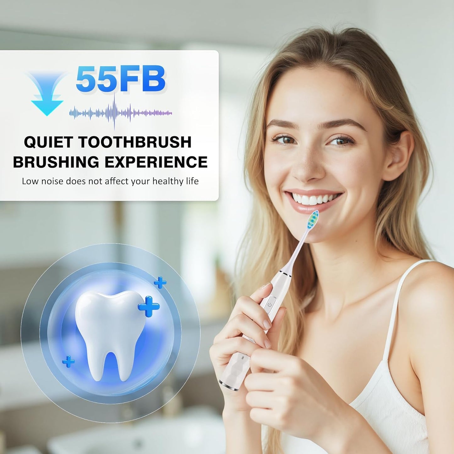 Sonic Electric Toothbrush for Adults - Deep Cleaning Teeth Whitening6 Replacement Brush Heads100-Day Battery5 Modes w/SensitiveIPX7 Waterproof (Color Options)