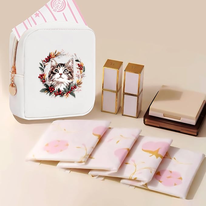 Cat Mini Makeup Bag, Cat Gift For Women Girls, Cute Portable Zipper Pouch Cosmetic Bag For Teen Girls Kids, Small Storage Bag For Sanitary Pad, Period napkin bag!