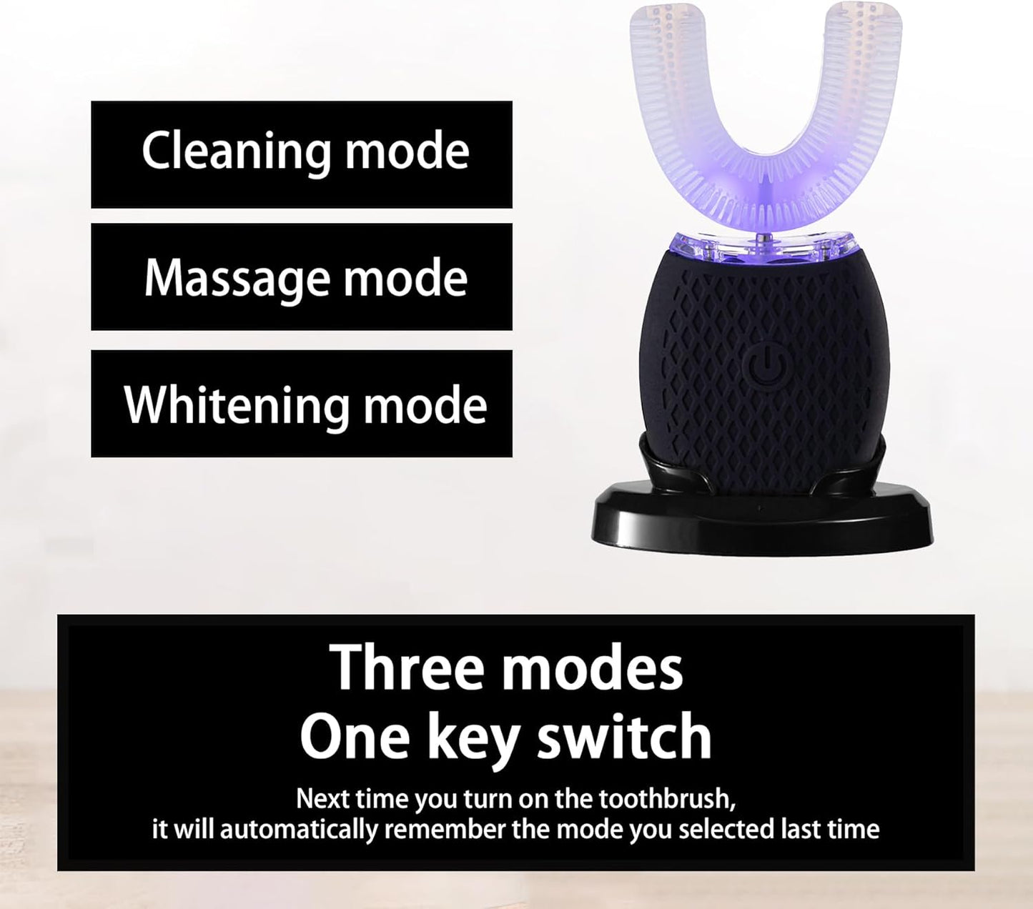 Automatic Toothbrush for Adults - Ultrasonic Electric Toothbrush with Soft Bristles Rechargeable Portable Waterproof Design 30s Timer, Wireless Charging Dual-Use for Travel & Home (Black)