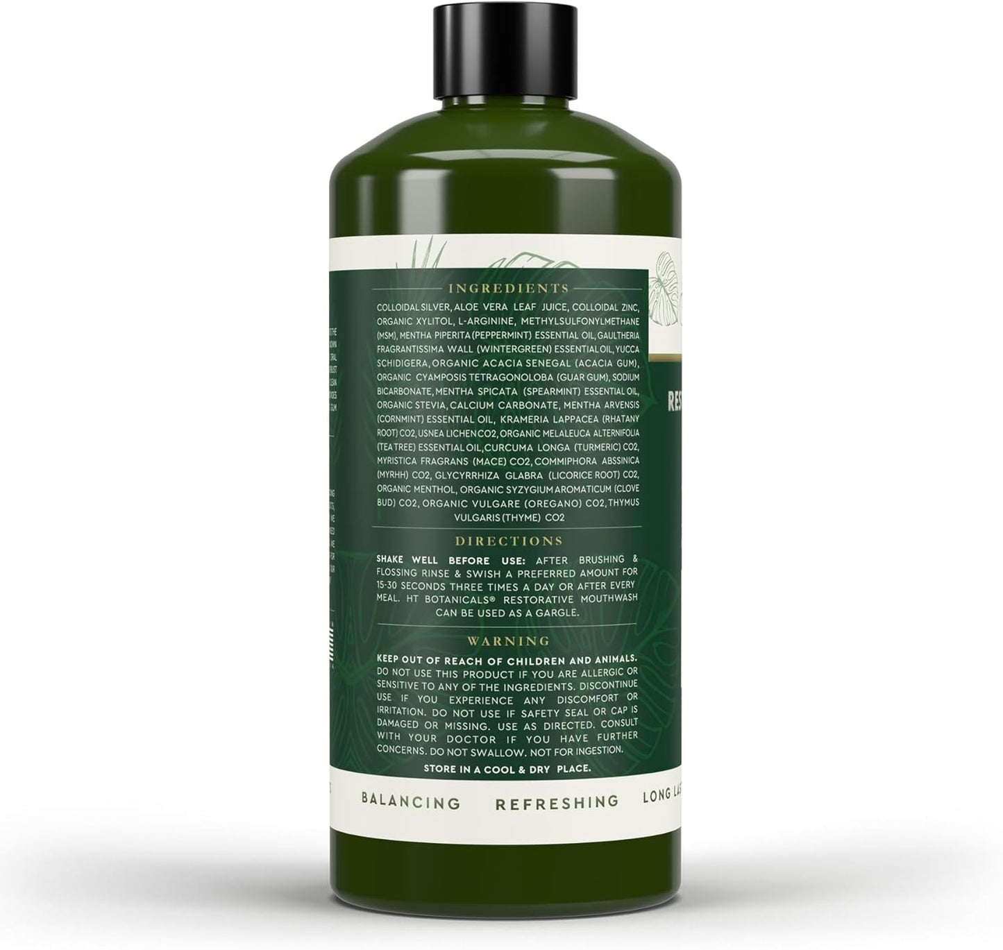 Nano Silver Mouthwash | All Natural | Adult Restorative Mouth Rinse | Aloe Vera, Colloidal Silver, & Tea Tree | Complete Oral Care & Fresh Breath | Fluoride, GMO, & Alcohol Free