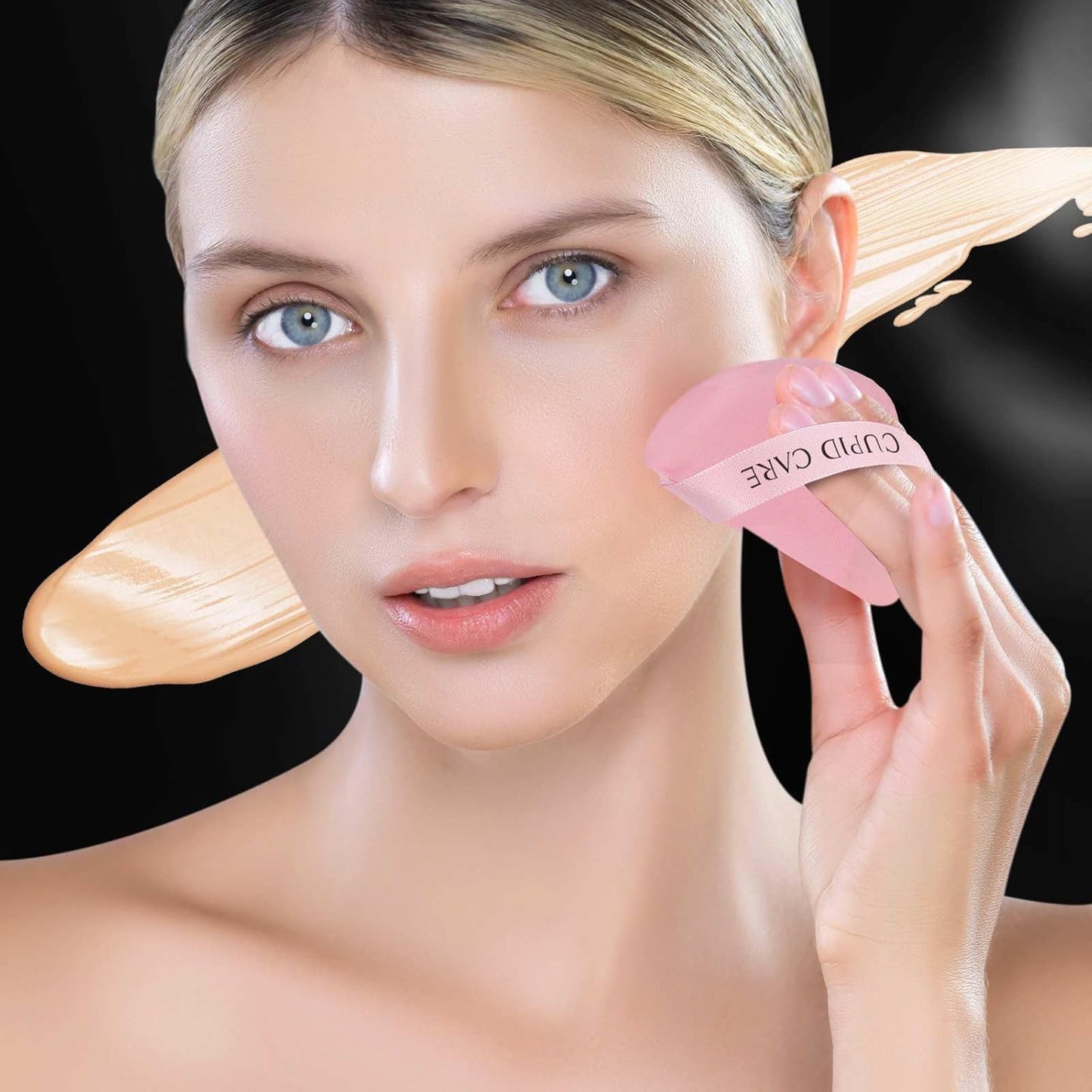 6 Pcs Powder Puff with 2 Travel Cases, Setting Powder Puffs for Face Powder and Foundation, Velour Makeup Puff for Loose Powder Body Powder, Skin-Friendly, Beauty Makeup Tools-Pink/Red