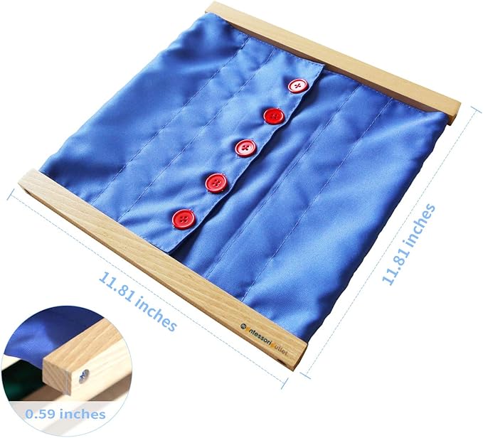 MONTESSORI OUTLET Buttoning Frame with Large Buttons | Practical Life Material for Toddlers & Preschoolers | Learn to Button Clothes, Develop Fine Motor Skills & Independence (Ages 3-6)