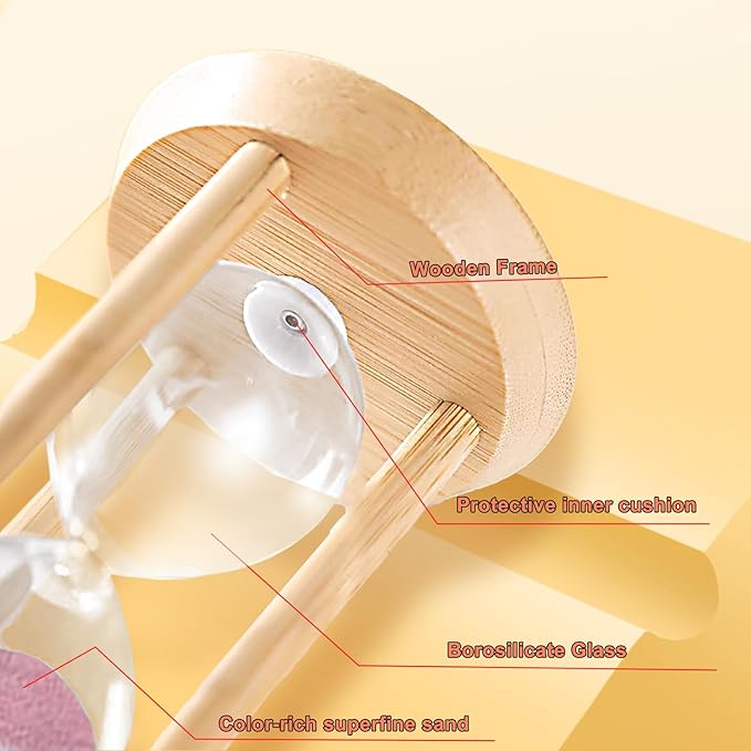 Sand Timer 3 Minute,Small Hourglass 3 Min,Wooden Frame Sandglass Timer,Sand Clock,Mini Sand Watch for Toothbrush Timer,Baking,Game,Pink