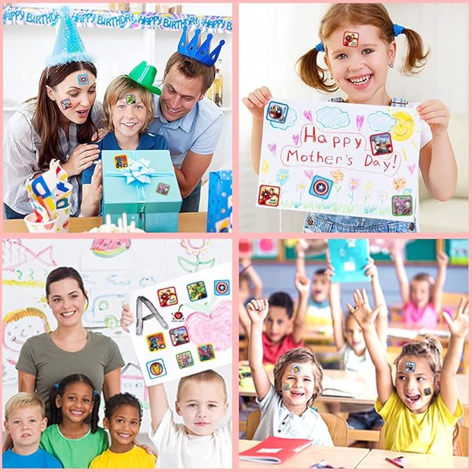 2 Pack Roll Stickers Kids Sticker, 20 Designs,400 Pcs Self Adhesive Label 1-1/2 Inch Self Adhesive Label Roll Stickers for Kids and Teacher