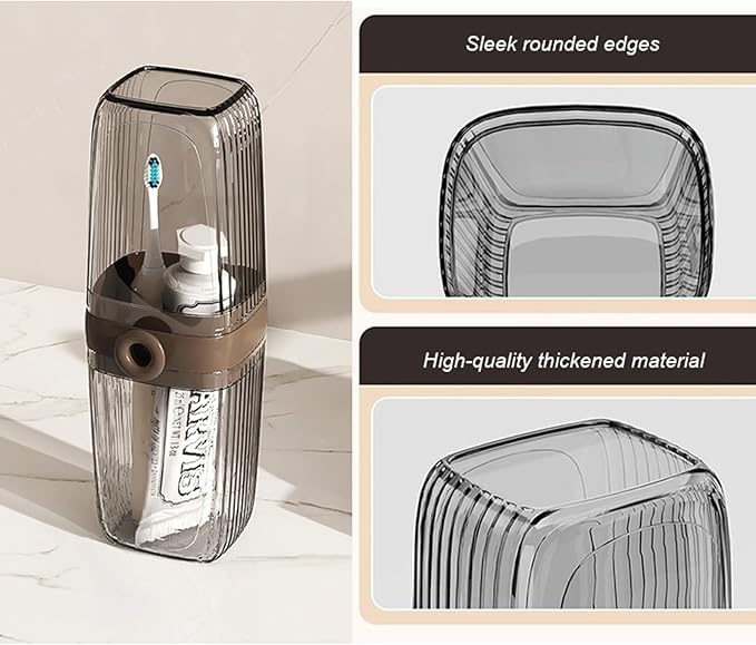 2Pcs Toothbrush Travel Case & Travel Soap Holder Dish Tray, Portable Clear Toothbrush Holders with Cover Leakproof Bar Soap Holder for Traveling School Camping Business Trip Bathroom