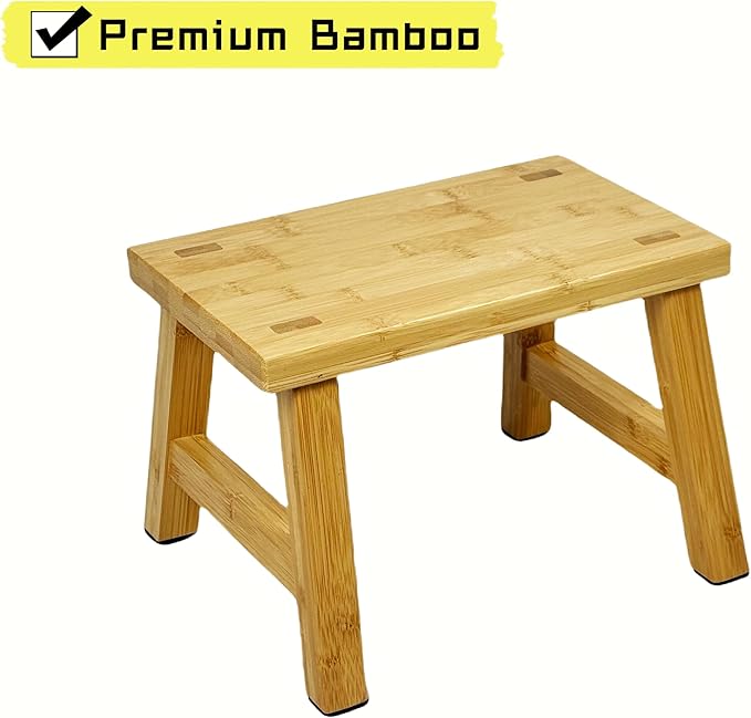 8'' Wooden Step Stools(2 Pack), Preassembled Kids Step Stool with Anti-Slip Bottom, for Toilet Potty Training, Bathroom Sink, Toddler Shower, Kitchen Counter(Natural)