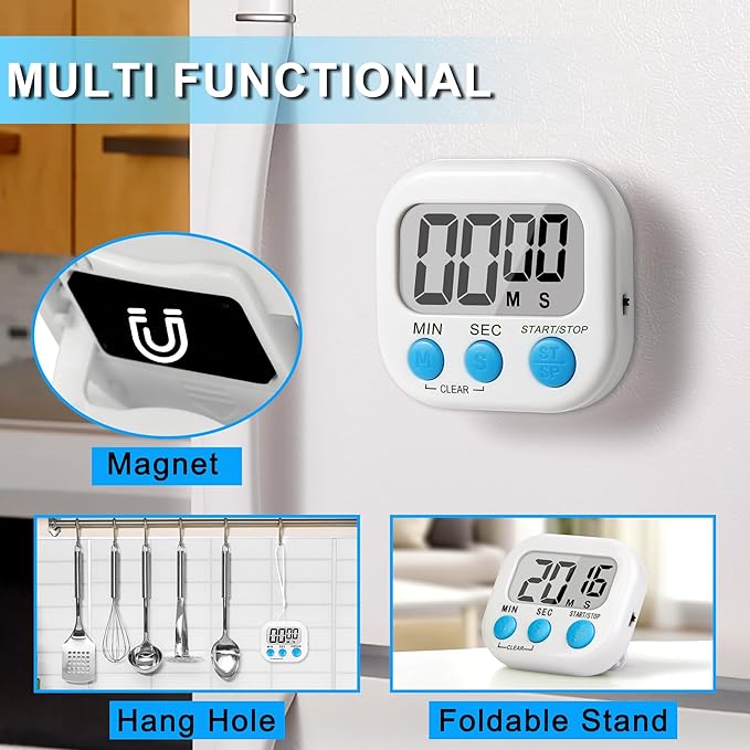 ZILLEEN Classroom Timer for Kids Teachers 4 Pack Digital Timers, White