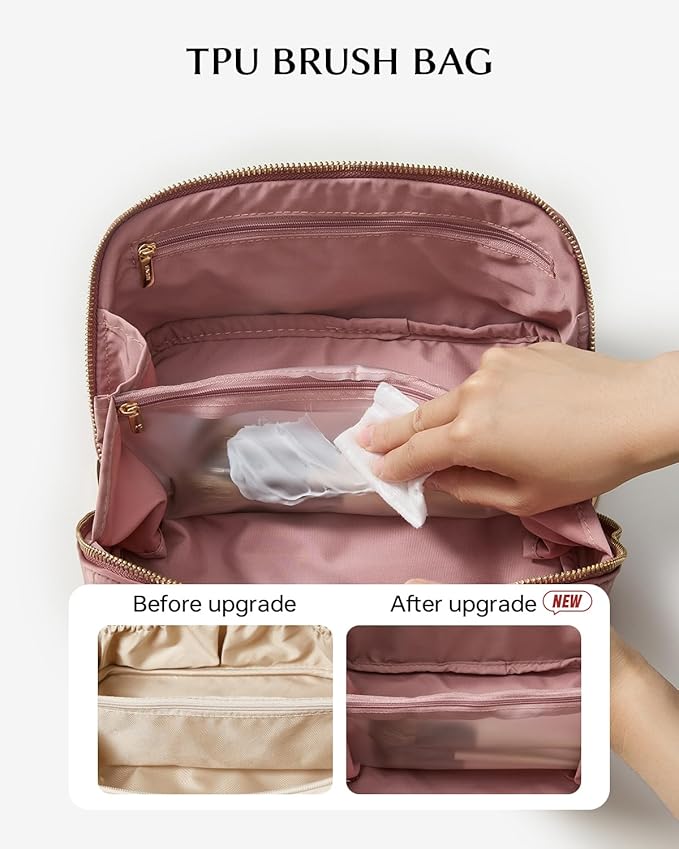 EACHY Travel Makeup Bag,Large Capacity Cosmetic Bags for Women,Waterproof Portable Pouch Open Flat Toiletry Bag Pattern Makeup Bag