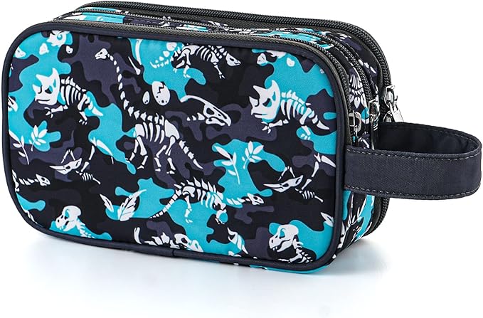 Kids Toiletry Bag for Boys, Travel Toiletry Bag for Little Young Boys Waterproof Hanging Wash Bag Toddler Traveling Toiletries, Dinosaur Black