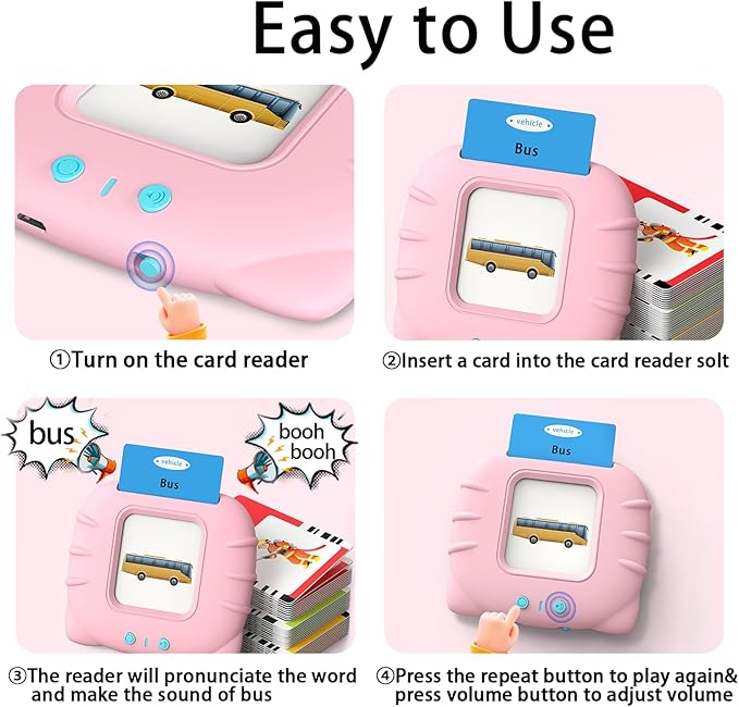 Kidzdo Learning Toys for Toddler - 254 Sight Words Talking Flash Cards with Music, ABC 123, etc, Pocket Speech Therapy Toys, Educational Teaching Gifts for Ages 3 4 5 Years Old Girls