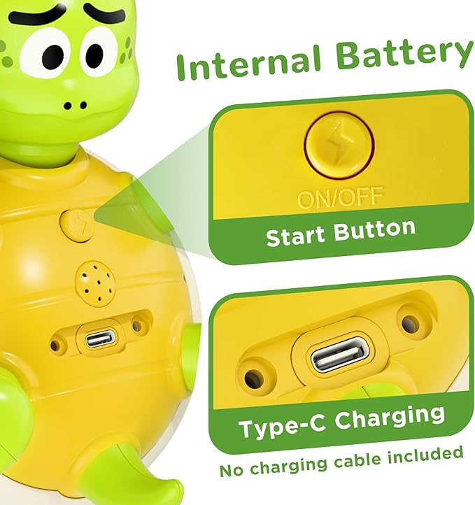 iPlay, iLearn Baby Bath Toy Set, Toddler Bathtub Toy Rechargeable Turtle Sprinkler W/ 5 Rings, Dinosaur Spiral Water Bathtime Shower Summer Birthday Gifts 18 Month 2 3 4 Year Old Kids Boy Girl Infant