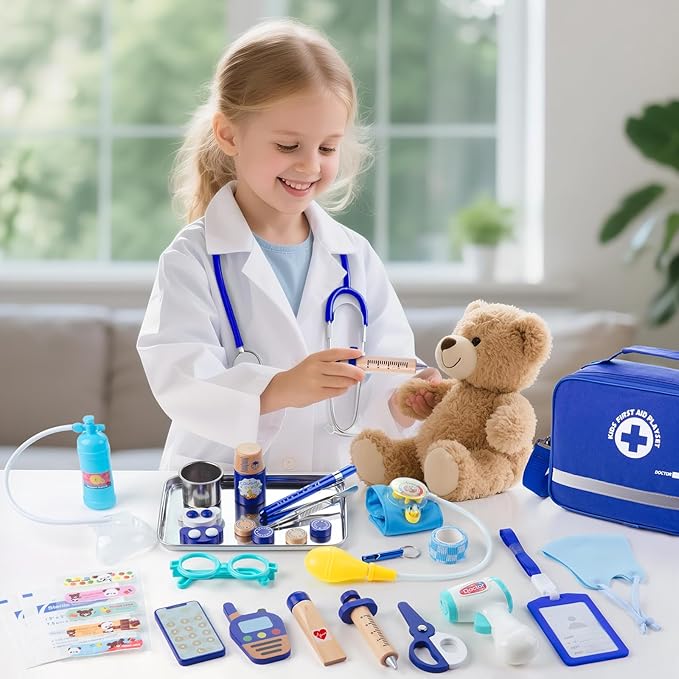 Doctor Kit for Kids, 35 Pcs Kids Doctor Kit for Toddlers 3-5 with Medical Storage Bag & Real Stethoscope, Pretend Play Doctor Set for Fun Role Playing Game