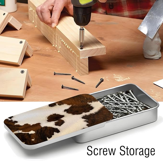 Portable Dental Floss Case, Refillable Cute Travel Floss Dispenser for Men & Women, Pocket Travel Floss Picks Case for Purse, Backpack, Bag Brown Cowhide Print