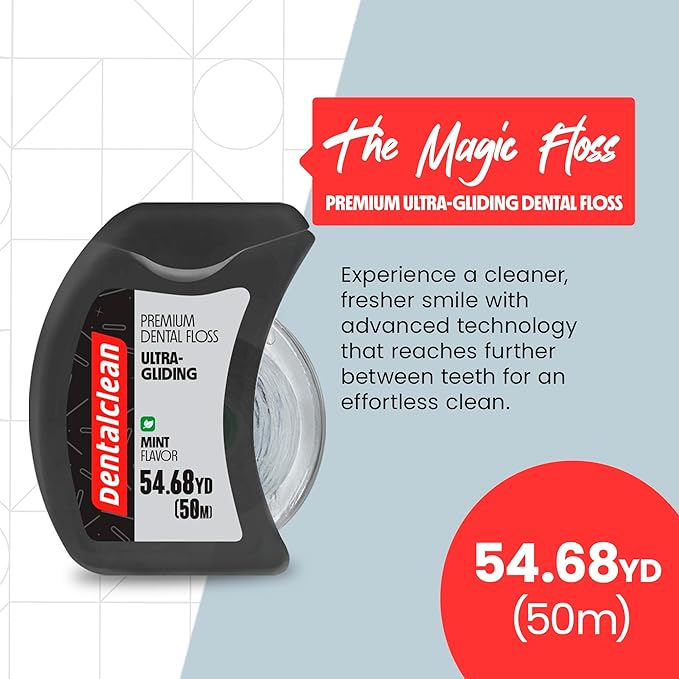 3 White Strip Dental Floss 50m - Ultra-Gliding Mint Flavor for Better Cleaning and Fresher Breath - Family Pack