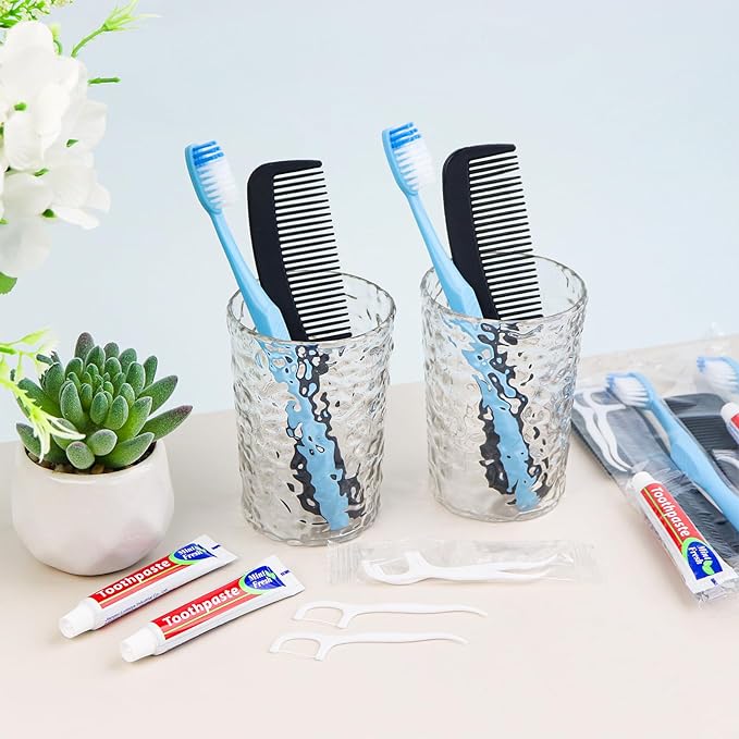 20 Sets Disposable Toothbrushes with Toothpaste Floss Comb Individually Wrapped, Disposable Toothbrush Bulk, 10g Toothpaste,Dental Floss,6in Comb Bulk Toothbrush Kit for Homeless,Airbnb,Hotel
