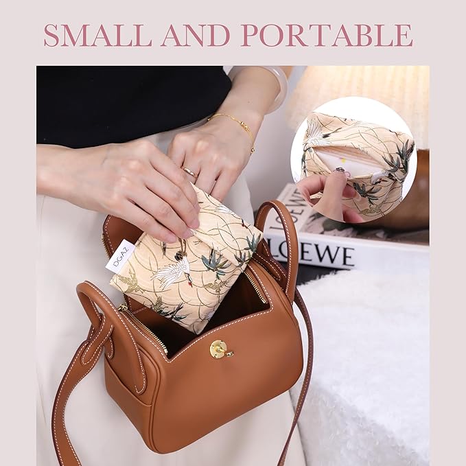 DGAZ Sanitary Napkin Storage Bag, Period Bag for Teen Aged Girls, Portable Period Bag for Panty Liners/Menstrual Cup/Small Tampons，Mini Makeup Bag for Purse(Fairy Crane)