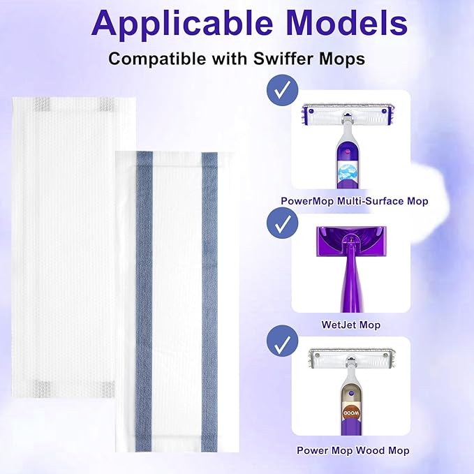 12 Count Disposable Mop Pad Replacement for Swiffer WetJet Spray Mop, Extra Strong Dirt Locking and Water Absorbent, Powerful Stain Removal Effortlessly Cleans Hardwood, Tile and Laminate Floors