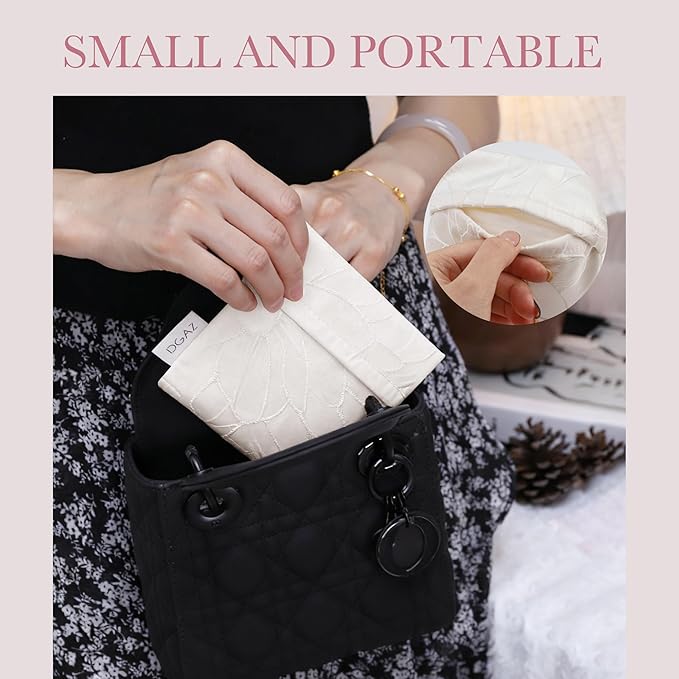 DGAZ Sanitary Napkin Storage Bag, Period Bag for Teen Aged Girls, Portable Period Bag for Panty Liners/Menstrual Cup/Small Tampons，Mini Makeup Bag for Purse(Snowflake)