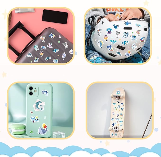 Cool Shark Stickers 755 Count Ocean Sea Animal Tropical Fish Shark Adhesive Decal Stickers for Boys Girls Birthday Invitations Under The Sea Party Goodie Gifts Bags Sticker Decor Class Rewards