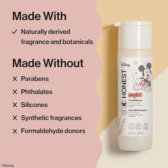 The Honest Company 2-in-1 Cleansing Shampoo Body Wash I Gentle Enough for Baby Dermatologist Tested Tear-free Hypoallergenic Disney’s Mickey Mouse Comfort Sweet Cream 10 fl oz