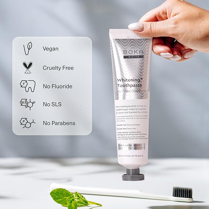 Boka Fluoride Free Whitening* Toothpaste and Boka Teeth Whitening Powder, Nano Hydroxyapatite, Appropriate for Sensitive Teeth, for Adults Oral Care