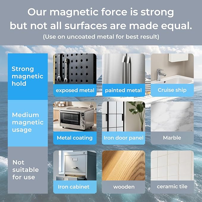 Cruise Essentials 2025 – Magnetic Toothbrush Holder for Cruise Ship Cabin, Wall-Mounted Cruise Bathroom Organizer, Travel Toothbrush Holder for Caribbean Cruise & Alaskan Cruise Must Haves