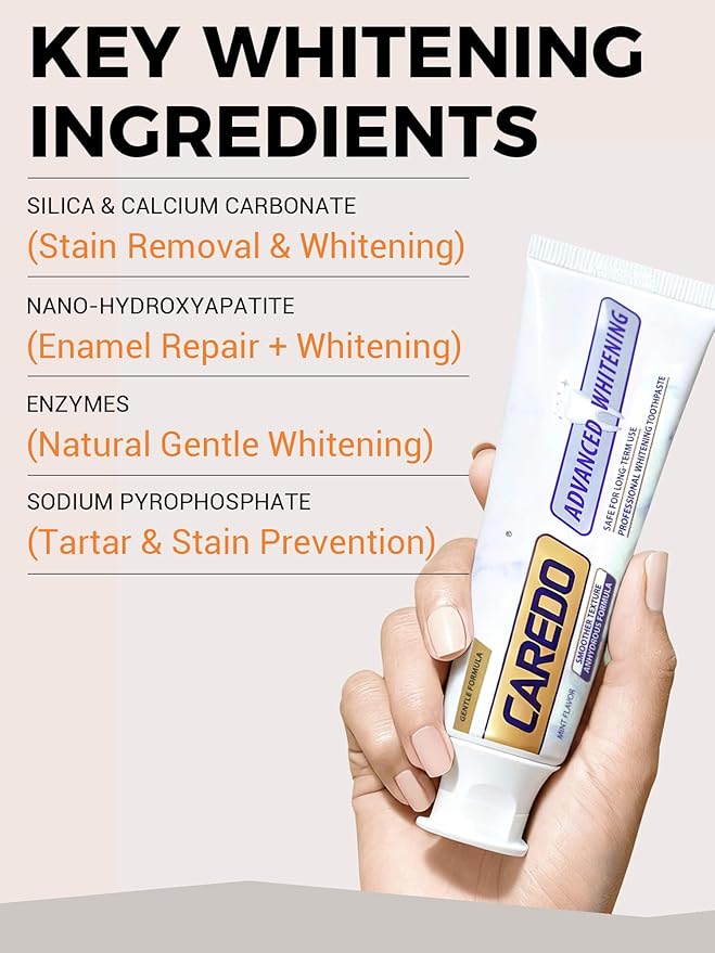 Triple Whitening Toothpaste for Sensitive Teeth, Gentle Fluoride-Free Nano-Hydroxyapatite & Advanced Enzyme, Deep Clean Stain Removal, Lasting Brightness Remineralizing Toothpaste, Minty 3.52OZ