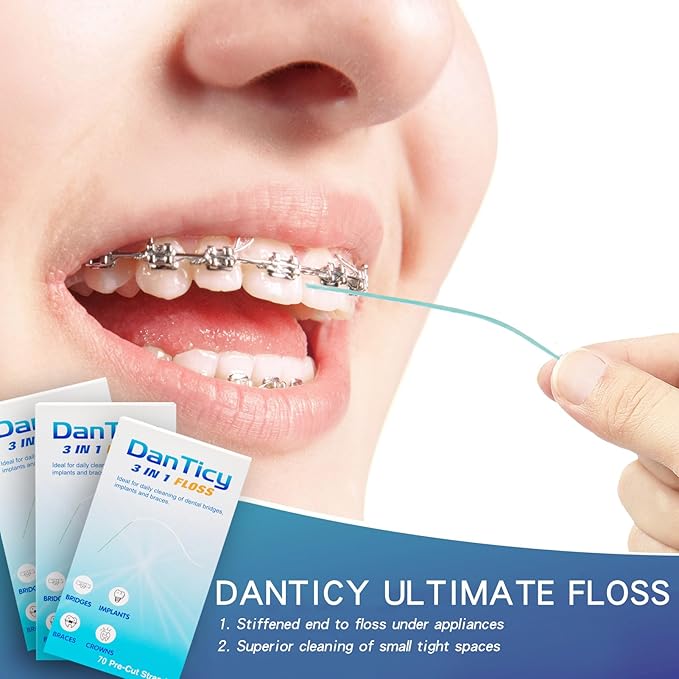 Super Floss Dental Floss for Braces, Pre-Cut Strands (1 Pack (70 Pcs))