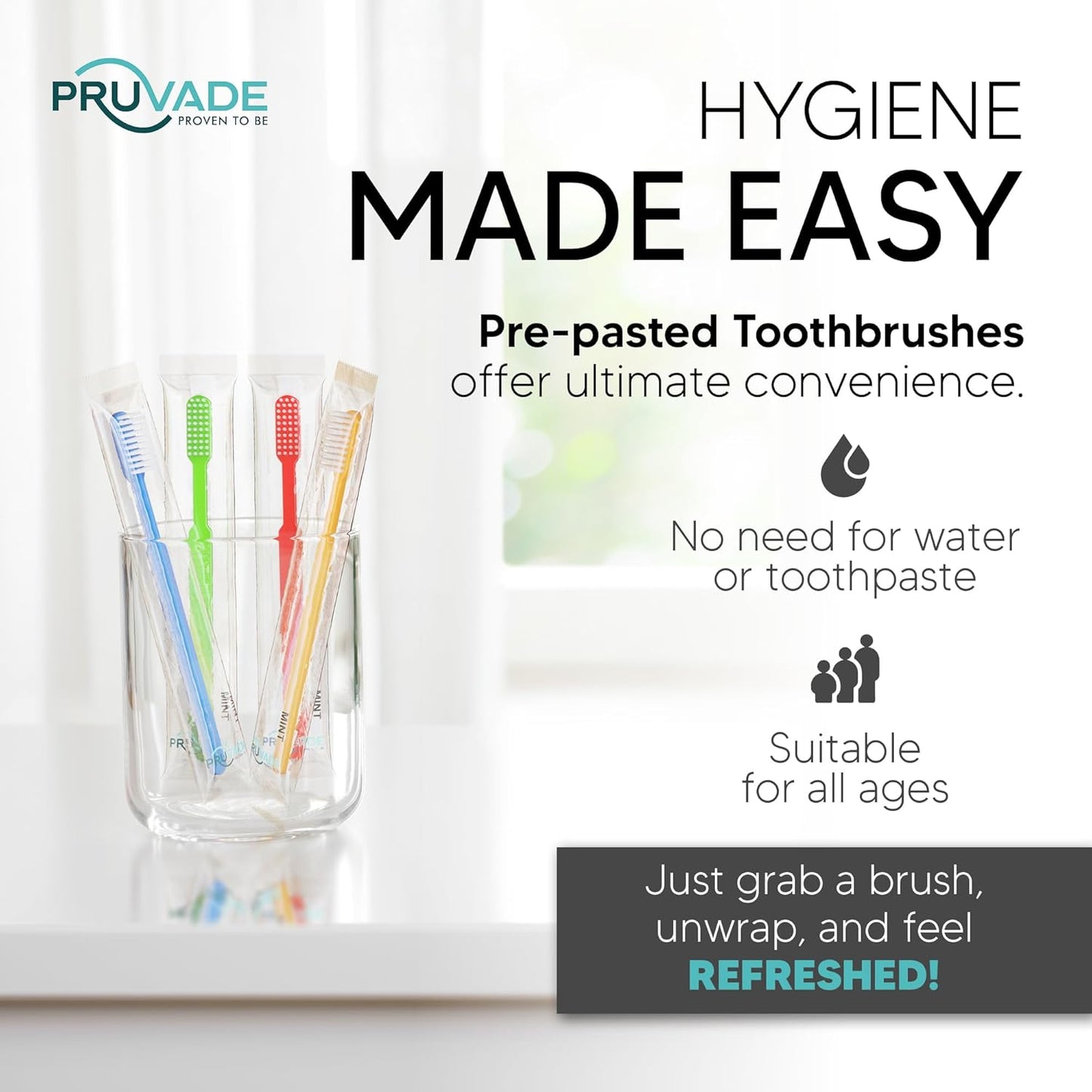 36 Pack Disposable Toothbrushes with Toothpaste, Built In - Prepasted Toothbrushes Individually Wrapped | Single Use Waterless Tooth Brush with Soft Bristles for Airbnb, Hotel, Camping, Travel