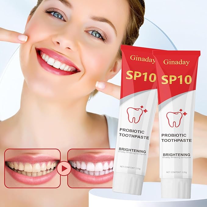 SP10 Probiotic Whitening Toothpaste, Deep Cleaning Care Remove Yellow Tooth Stains, with Probiotic Oral Health Management, Fresh Breath.
