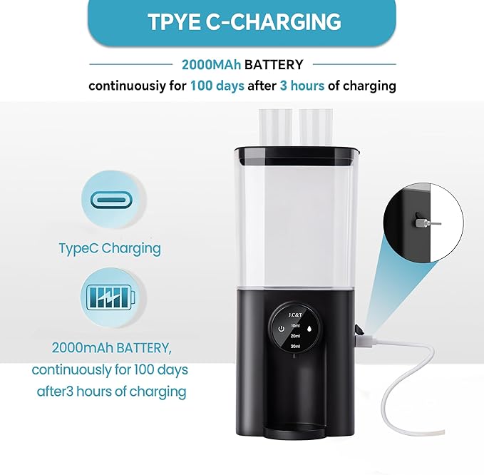 J.C&T Mouthwash Dispenser for Bathroom, 650ML(22 Fl Oz) Smart Mouthwash Dispensers Toothbrush Holders Wall Mounted,Wall Mounted/Countertop Automatic Mouthwash Dispenser for All Age Groups,Black