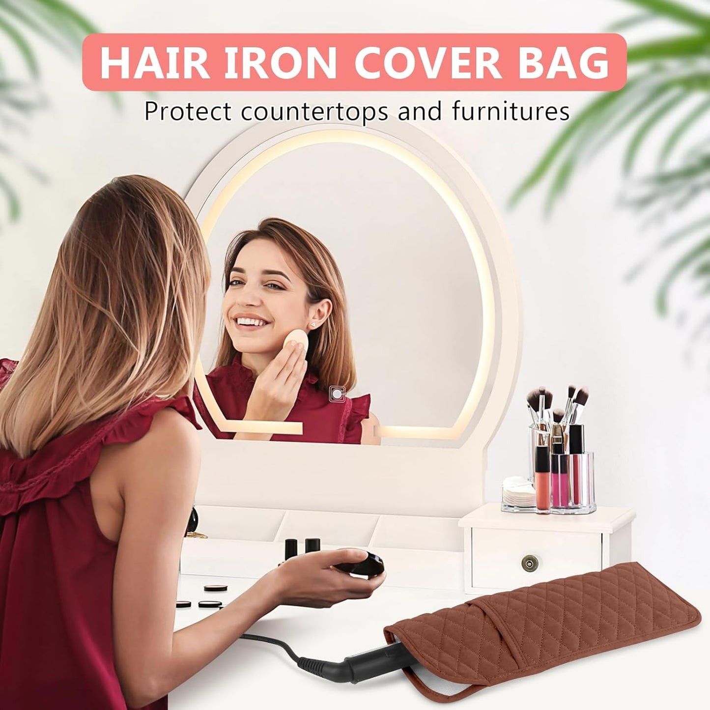 Heat Resistant Hair Tools Organizer Bag Portable Travel Storage Cover Case for Hair Straighteners, Curling Irons, Flat Irons and Hot Styling Tools(13.8" x 5.5")