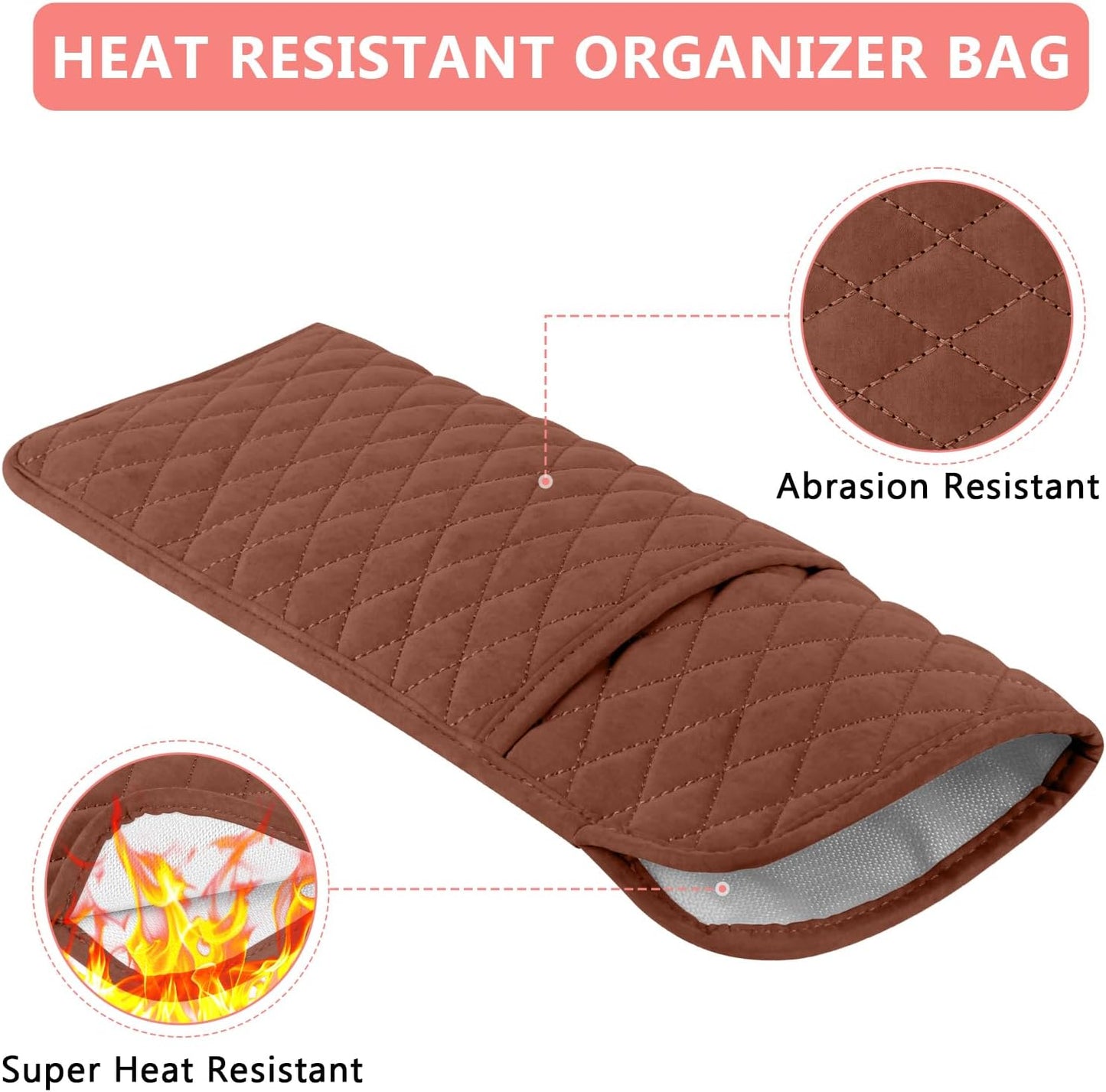 Heat Resistant Hair Tools Organizer Bag Portable Travel Storage Cover Case for Hair Straighteners, Curling Irons, Flat Irons and Hot Styling Tools(13.8" x 5.5")