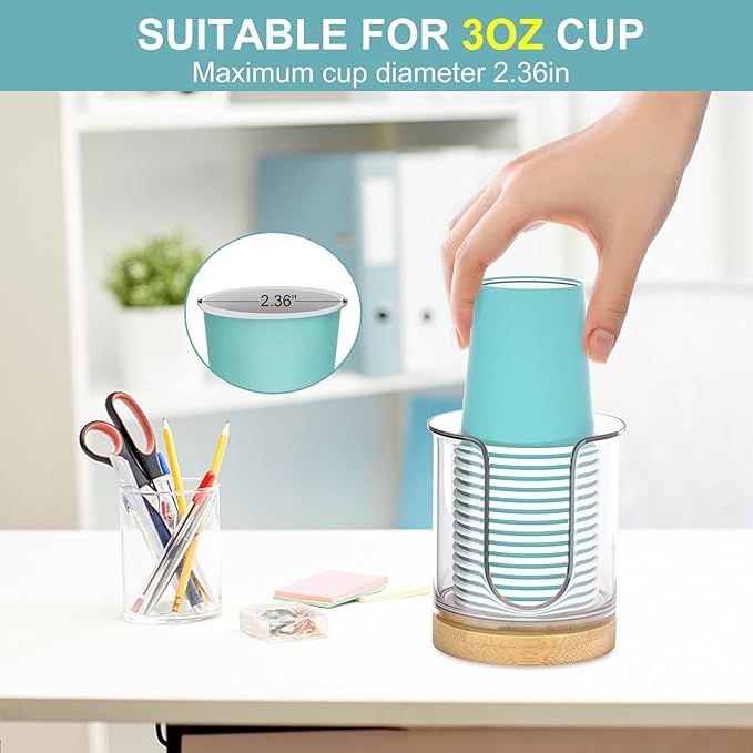 Bathroom Cup Dispenser for Countertops,2 Pack of Bathroom Cup Holders for 3 oz Cups,Small Cup Holder for Mouthwash and Paper Cups (Clear 2 Pack)