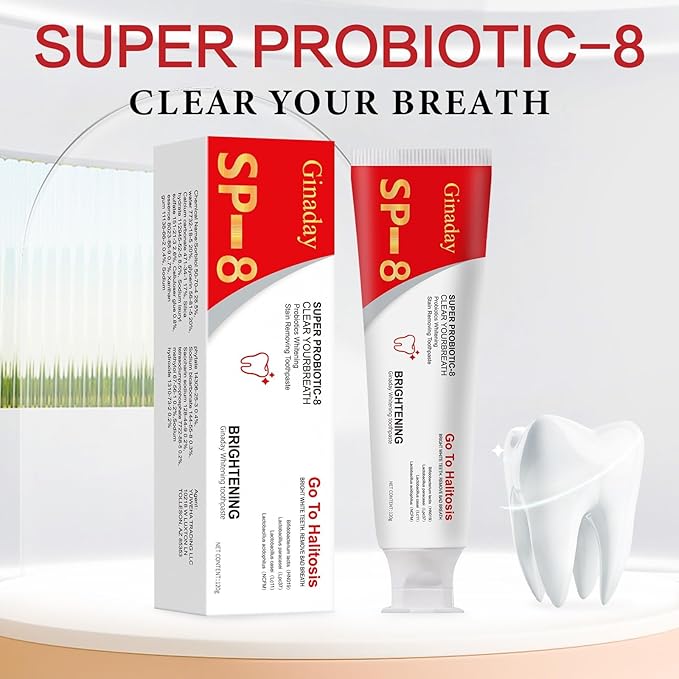 Sp-8 Probiotic Whitening Toothpaste, with Probiotics Oalance Oral Microbiota, Niacinamide Whitening Toothpaste for Enamel Protection and Gum Health Fresh Breath, Fluoride-Free.-1Pcs