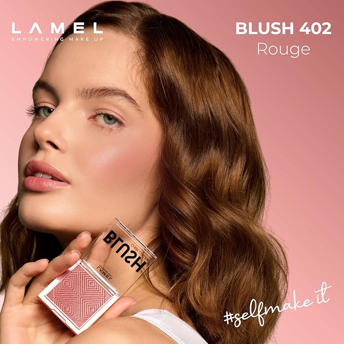 Lamel Coral Blush Cheek Color Mini - Blendable Natural Blush Powder - Enhances & Defines Shapes & Features - Shading & Contouring Powder - 4 Universal Shades - 403 (Coral) - 3.8g / 0.13 oz