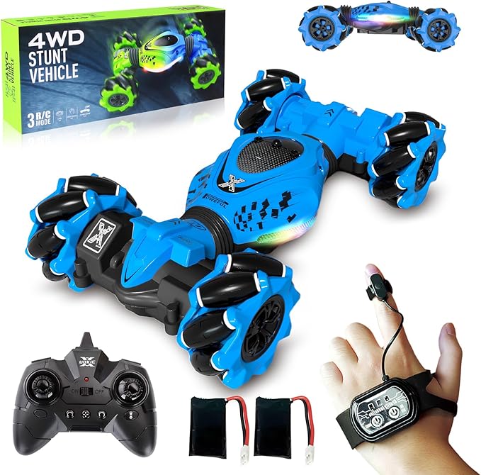 Remote Control Car - RC Drift Car for Boys Age 8-12, Gesture Sensing RC Stunt Cars 4WD Hot Wheels Cars Toy for Kids 4 5 6 7 8 9 10 Year Old Boy Birthday (Blue)
