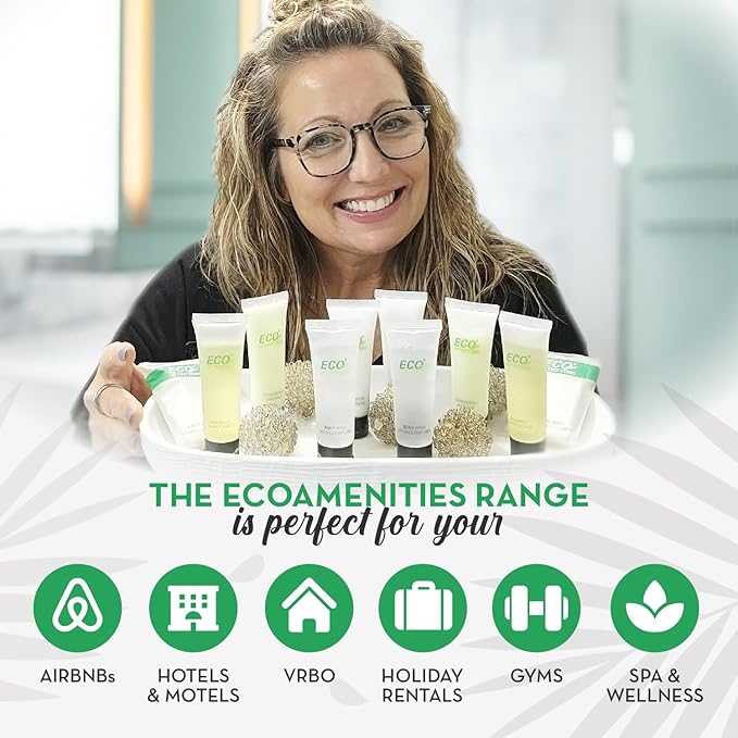 ECO amenities Shampoo Travel Bulk - 1 fl oz (30 ml) - 200 Count Clear Flip Cap Tubes - Hotel Shampoo Bulk Supplies & Eco-Friendly Toiletries - Green Tea Scent