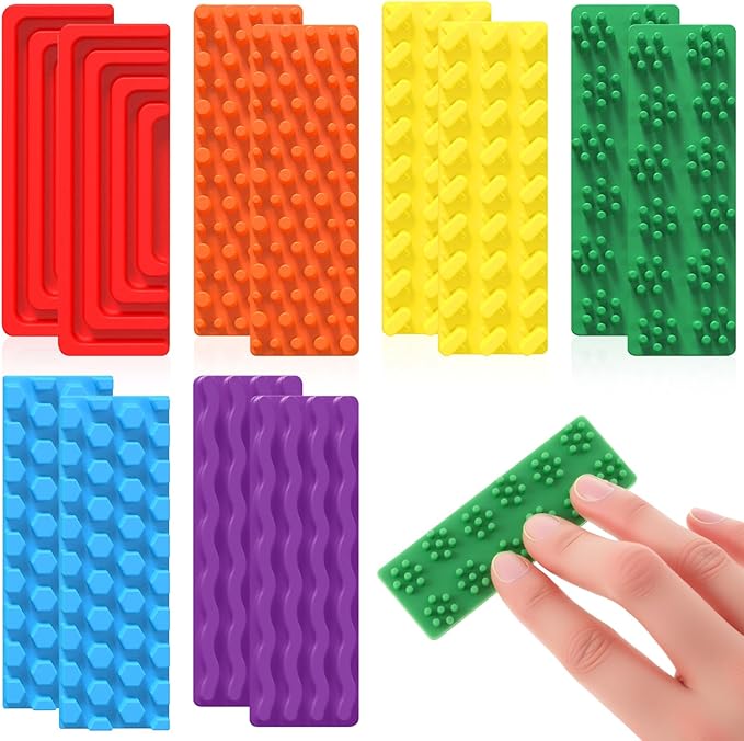 Ireer 12 Pcs Set of Silicone Sensory Strip Gifts for Christmas Stocking Stuffers Adhesives Anxiety Stickers Mental Health Stickers Fidget Textured Toys Calm Items Anxiety Relief for Adult Desk Office