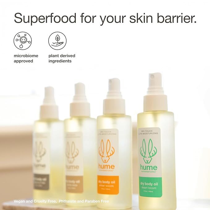 HUME SUPERNATURAL Dry Body Oil Spray - Moisturizing Oil for Dry Skin, After Shower Body Oils for Women and Men, Dry Oil Body Spray, Nourishing, Hydration, Glow, Desert Bloom, 1-Pack