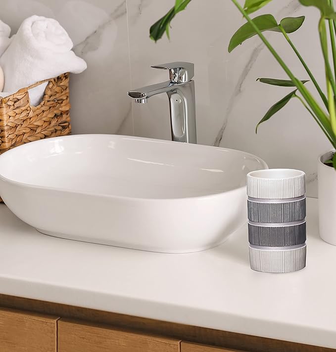 Zahari Home Modern Line Tumbler - Modern Western Design Bathroom Cup - Stylish Toothbrush Holder - Luxury Decor for Essentials with Classic Charm