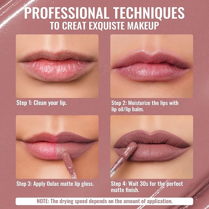 Oulac Matte Liquid Pink Lipstick for Women, Pink Nude Long Lasting Lipstick, Waterproof Lip Stain, No Transfer, Creamy High Pigmented Formula with Vitamin E, Vegan & Cruelty-Free M24