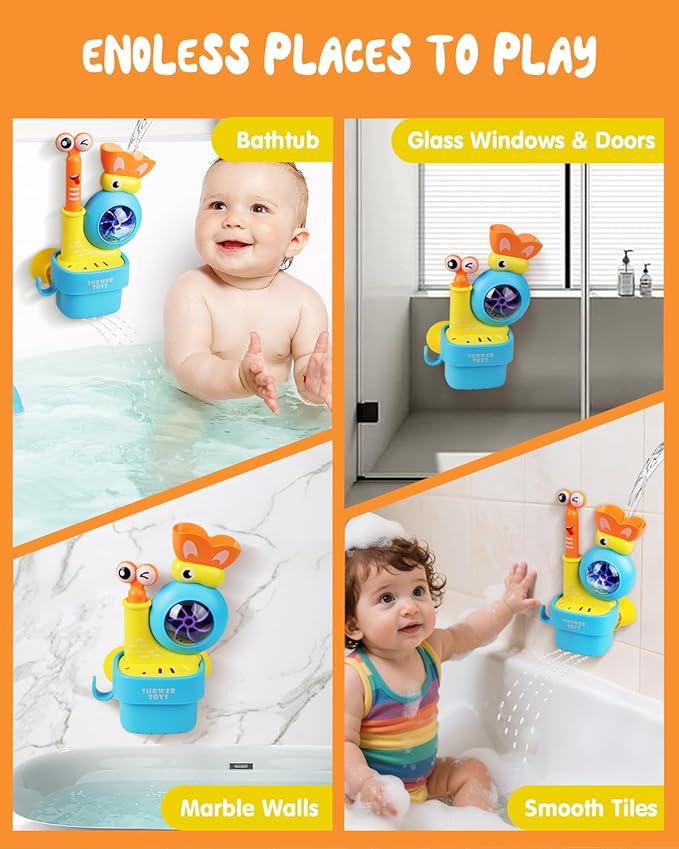 Bath Toys for Kids Ages 1-3: Snail Set with Watering Cup, Toddler Interactive Bath Toys with Strong Suction Cup, Attach to Any Tub or Shower Fun for Bath Time - Great for Boys, Girls Shower Gifts