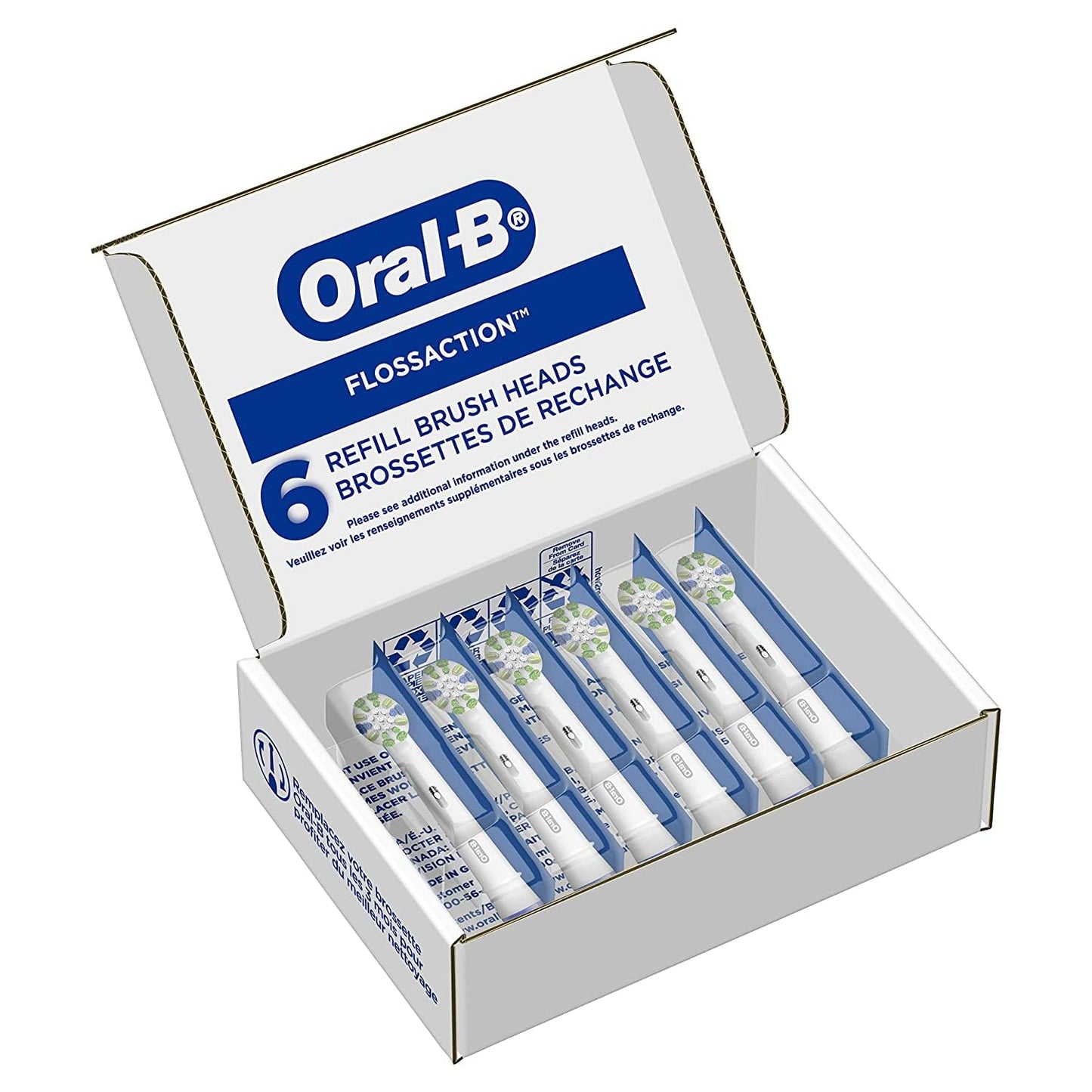 Oral-B Floss Action Replacement Brush Heads for an Oral-B Electric Toothbrush, Pack of 6