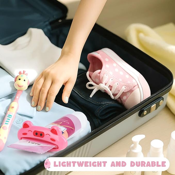 LOVEINUSA Cute Toothpaste Dispenser for Kids, 4PCS Cartoon Animal Tooth Paste Tube Squeezer Roller for Kid Toothpaste Facial Cleanser Creams