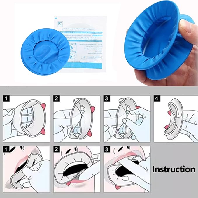 5 Pcs Dental Dam Cheek Retractor, Disposable Sterile Mouth Opener Lip Protector for Teeth Repair & Whitening, Orthodontics (Blue)