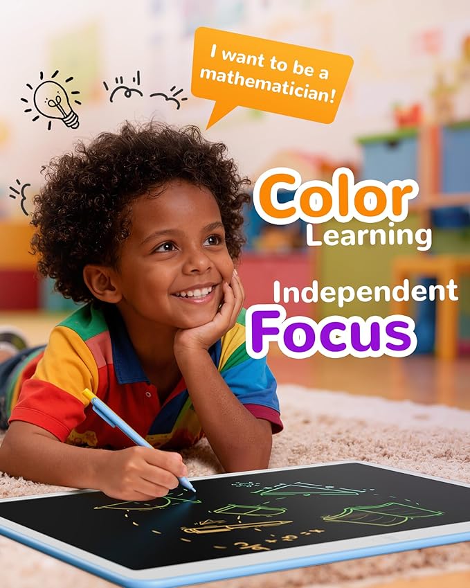 KOKODI LCD Writing Tablet, 20 Inch Colorful Toddler Doodle Board Drawing Tablet, Erasable Reusable Electronic Drawing Pads, Educational and Learning Toy for 3-6 Years Old Boy and Girls(Blue)