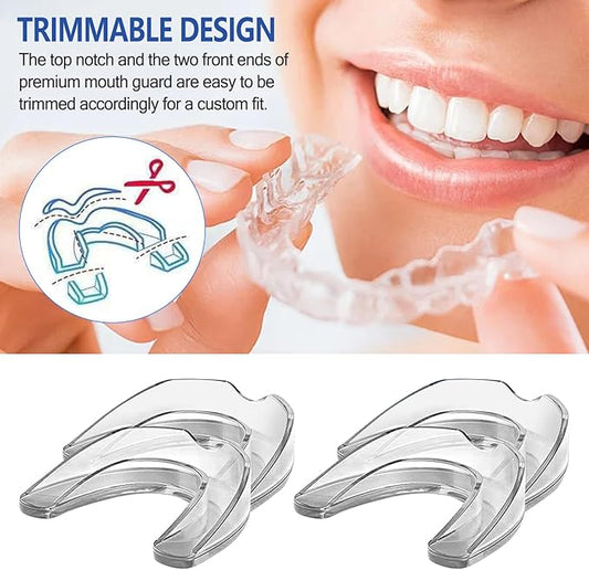 4 Pack Moldable Mouth Guard for Teeth Grinding at Night with Denture Bath Box for Adults Kids, Mouthguards for Grinding Teeth Dental Guard for Clenching Teeth, Sport Athletic, Whitening Tray